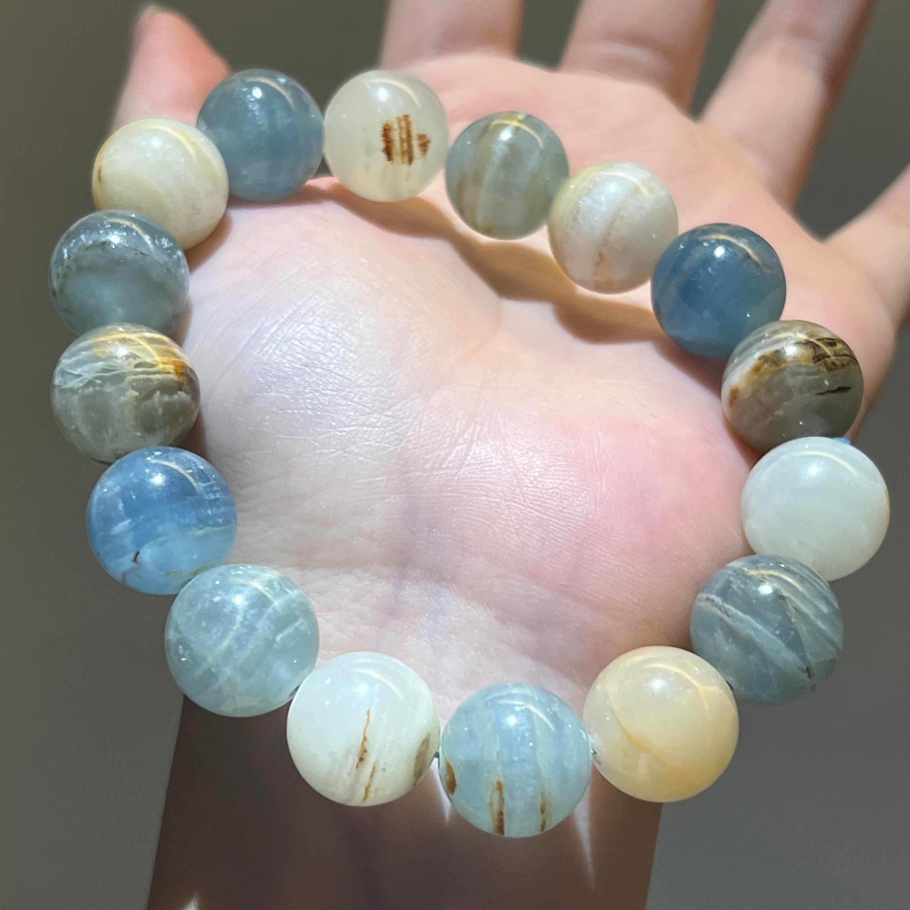 Natural blue calcite beaded bracelet
