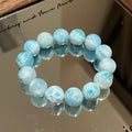 Natural larimar beaded bracelet