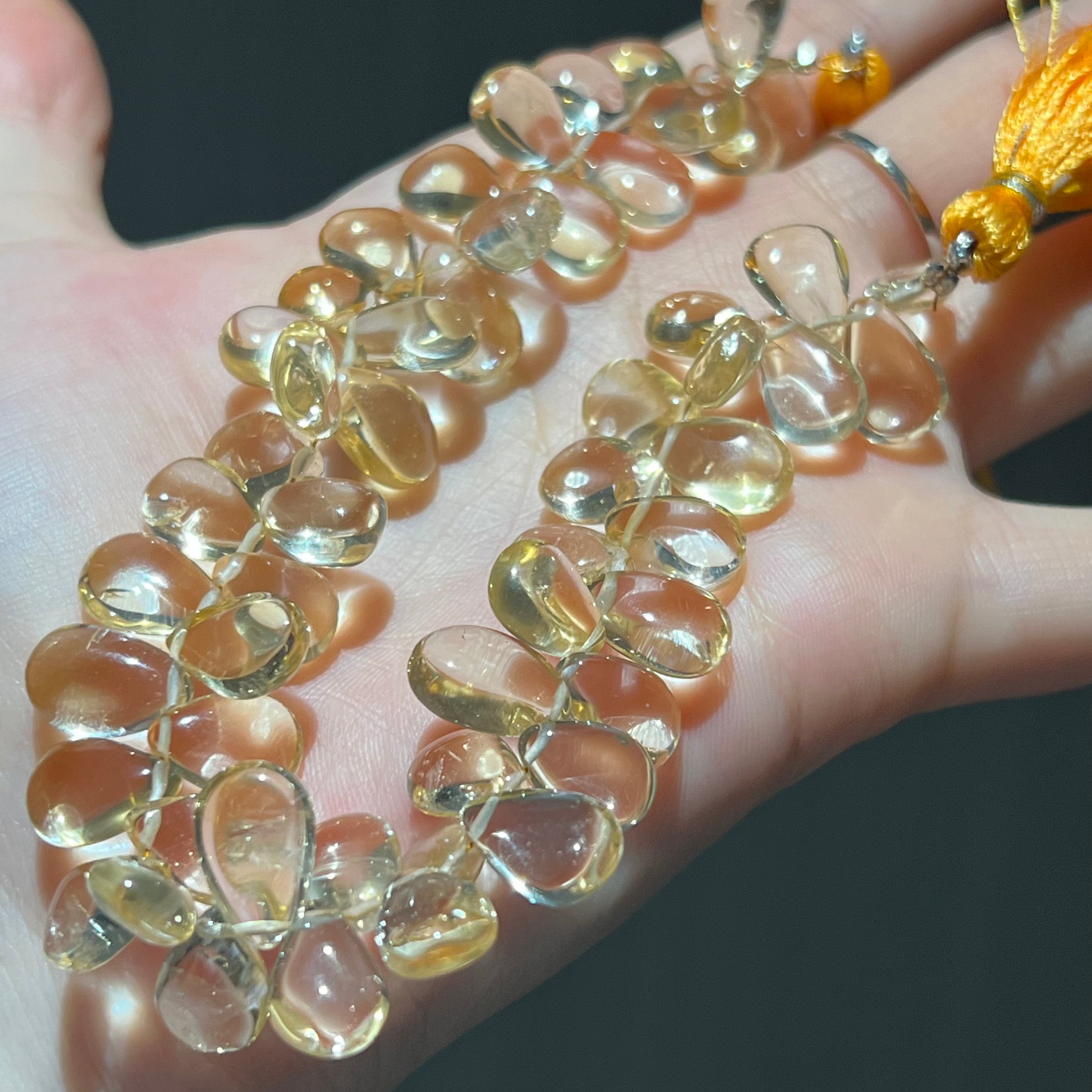 Natural Citrine beads, tear drop shape