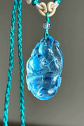 Natural aquamarine nine-tailed fox carving pendant
