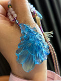 Aquamarine fish carving pendant natural crystal
